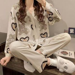 Pajamas Women's Spring and Autumn Milk Silk Long Sleeve 2022 New Soft and Comfortable Fashion Cute High-end Sense Home Clothes Set