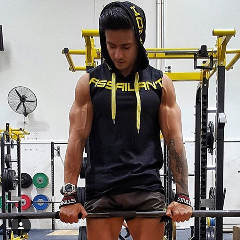 2023 Summer New Fitness Vest Sports Running Loose Basketball Clothing Sleeveless Hooded Waistcoat Men's Breathable Top