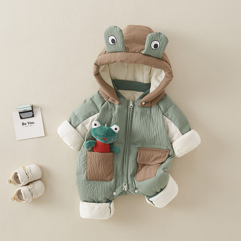 Baby down jacket jumpsuit winter clothes baby winter clothes white duck down romper newborn outing clothes thickened