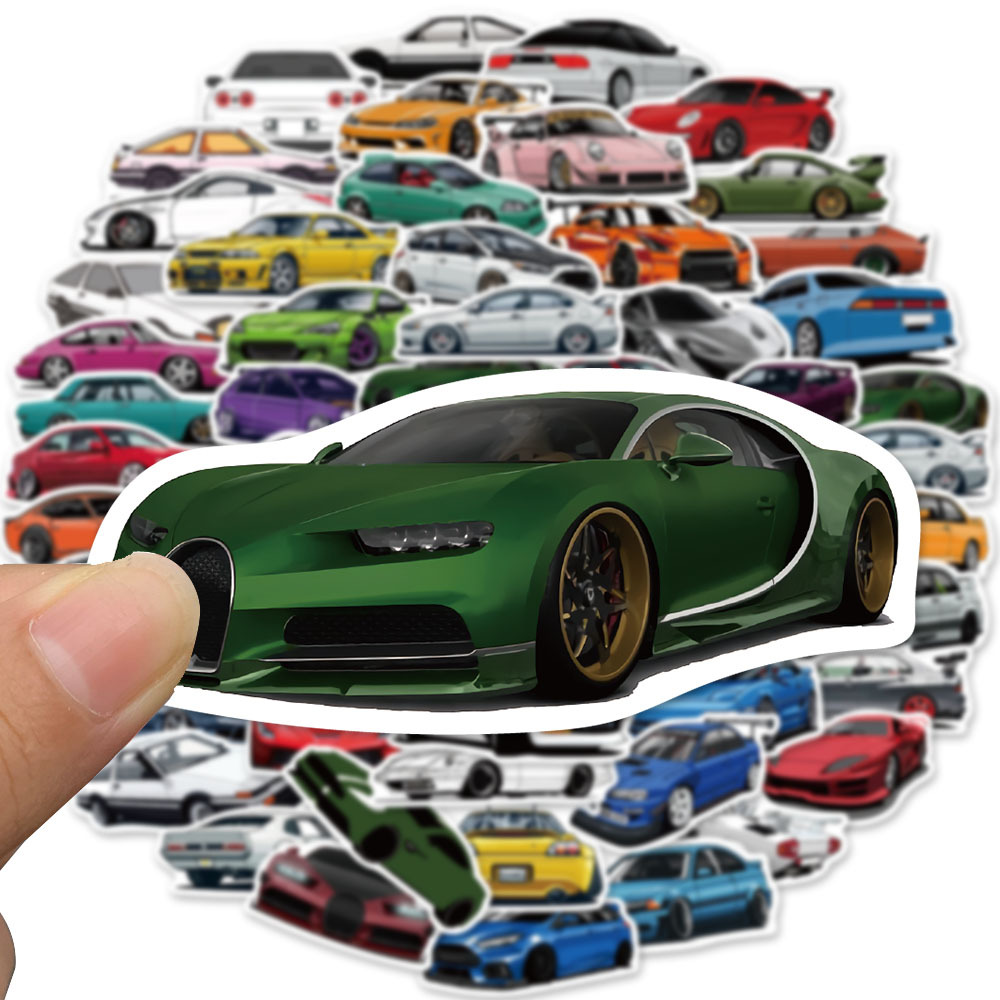 50 cartoon JDM car graffiti stickers racing sports car stickers decoration motorcycle luggage waterproof stickers