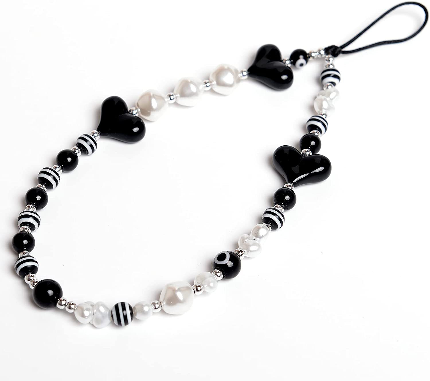 Elegant black lovely mobile phone chain wrist strap bracelet mobile phone pendant bag pendant Beads pendant peach heart jewelry