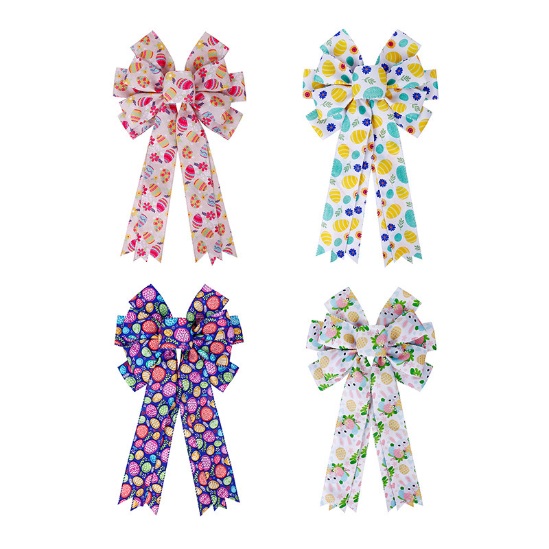 Simea Bow Easter Decorative Imitation Hemp Wire Edge Ribbon Rabbit Egg Holiday Wreath Accessories Decorations