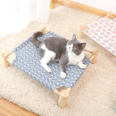 Summer wooden cat camp bed cat nest washable cotton linen mat heat insulation wear-resistant stable non-slip pet mat Kennel