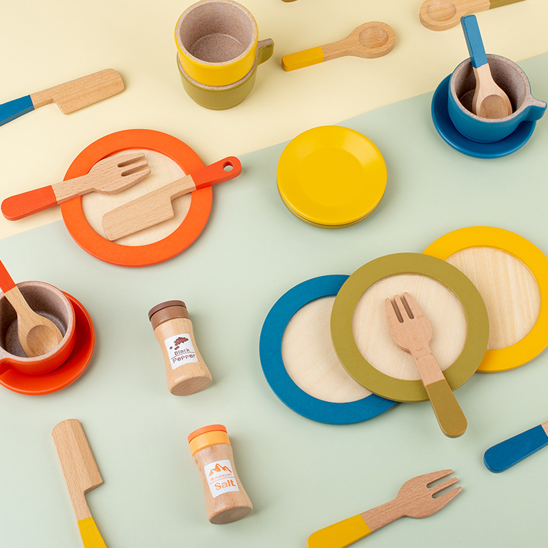 Simulation Wooden Children's Afternoon Tea suit Tea Set Combination Puzzle Role Playing Playhouse Early Childhood Education Toy