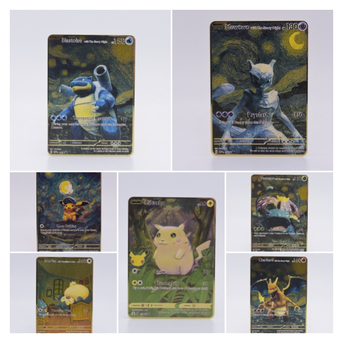 Hot New Van Gogh Metal Card Pokemon Pokemon Pokemon Foreign Trade Collection Game Card