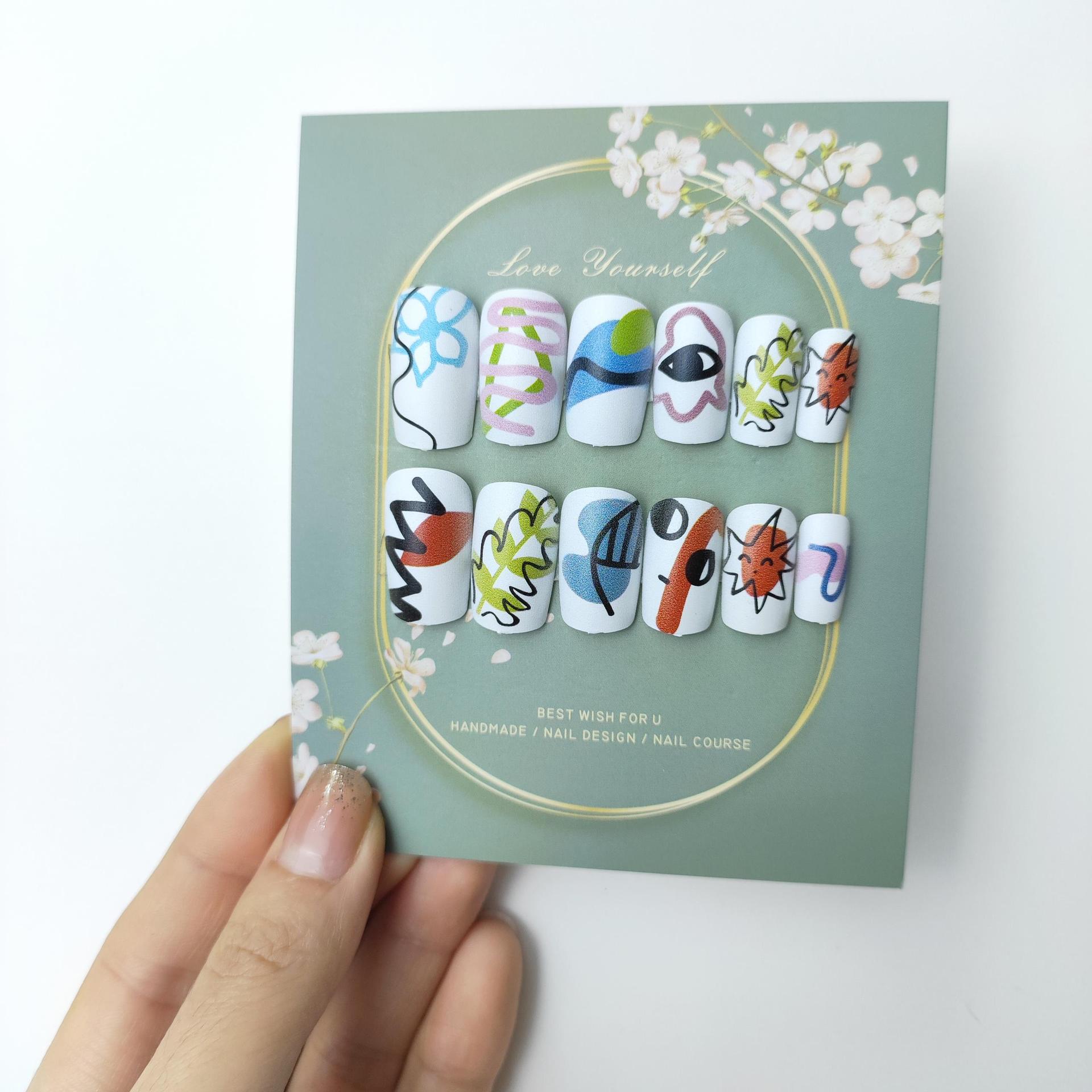 Long Square Style Nail Art Cartoon New Three-Dimensional Wearing Armor False Nail Nail Nail Pieces Boxed Exquisite