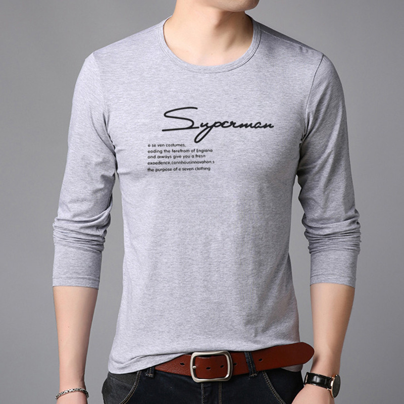 Long sleeve T-shirt men's summer men's shirt thin fleece-lined casual solid color autumn 2020 new men's undershirt