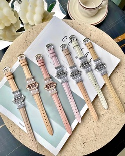 For Apple Apple Watch Strap iwatch10/987654SE Light Luxury Pearl Calfskin Wristband