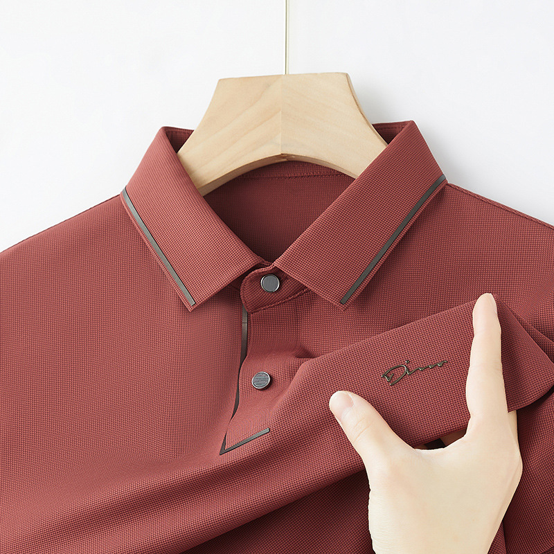 High-end Men's Polo Shirt Ice Silk Non-marking Short-sleeved T-shirt Business Casual Solid Color Half-sleeved Lar Polo Shirt Men's Clothing