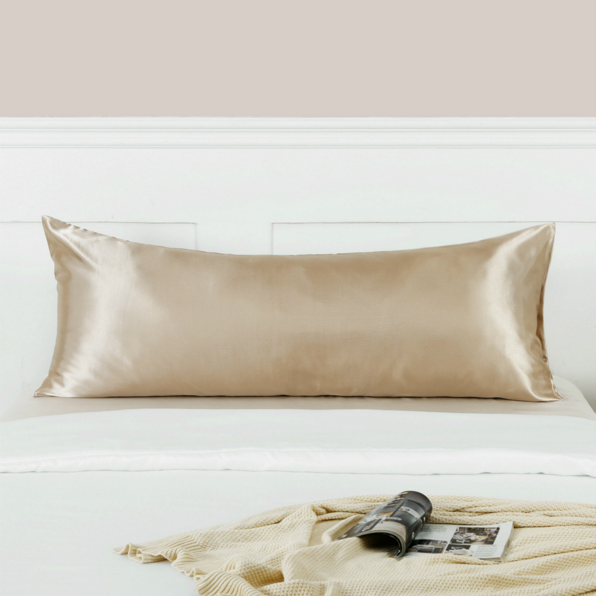 Cross-border simple solid color silk satin pillowcase double pillowcase Body Size single Amazon