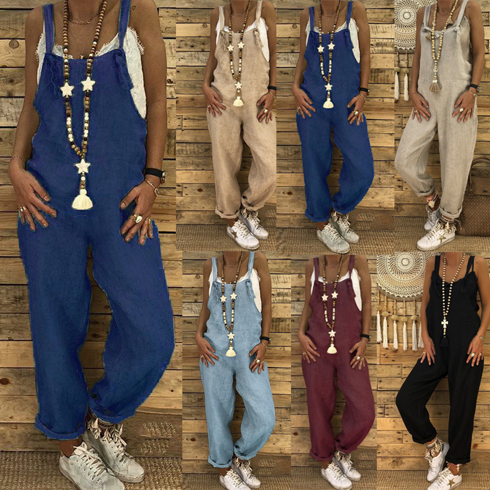 Cross-border 2024 Autumn and Winter Foreign Trade Explosions European and American Women's Fashion Casual Loose Suspender Pants plus size Strap Pants