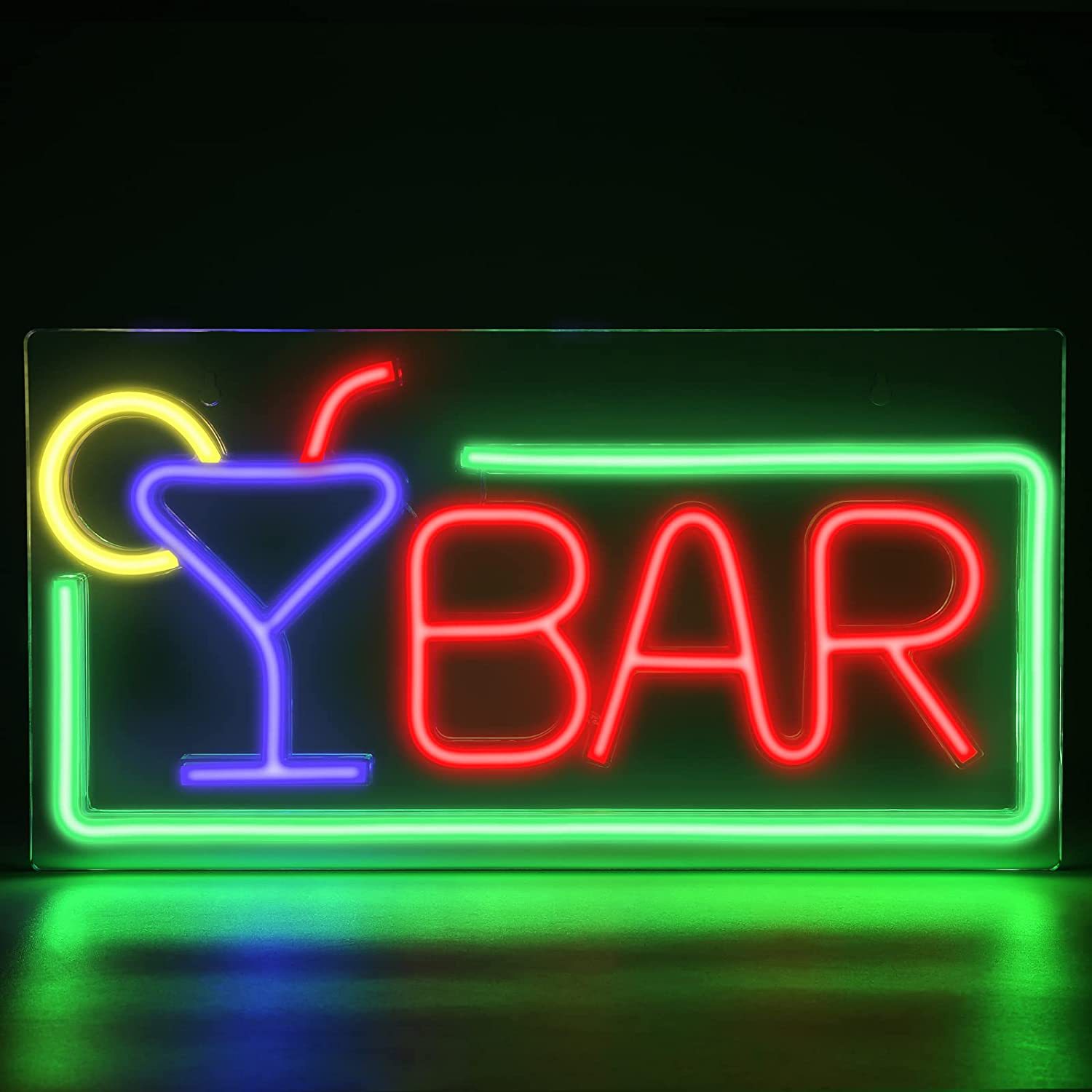 LED亞克力背板霓虹燈 酒吧裝飾氛圍燈  多色BAR。USB款