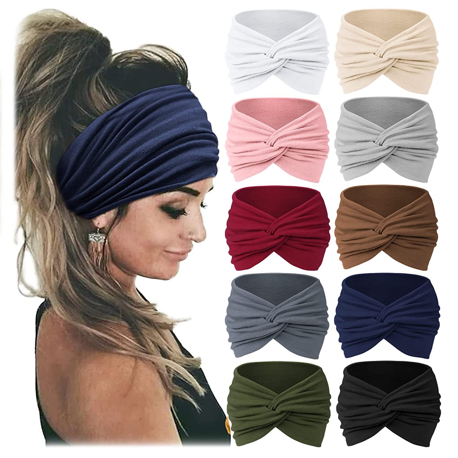 Bohemian European and American Sports Hair Band Women's Wide Yoga Elastic Hair Band Running Hair Band Sports Hair Accessories Headwear