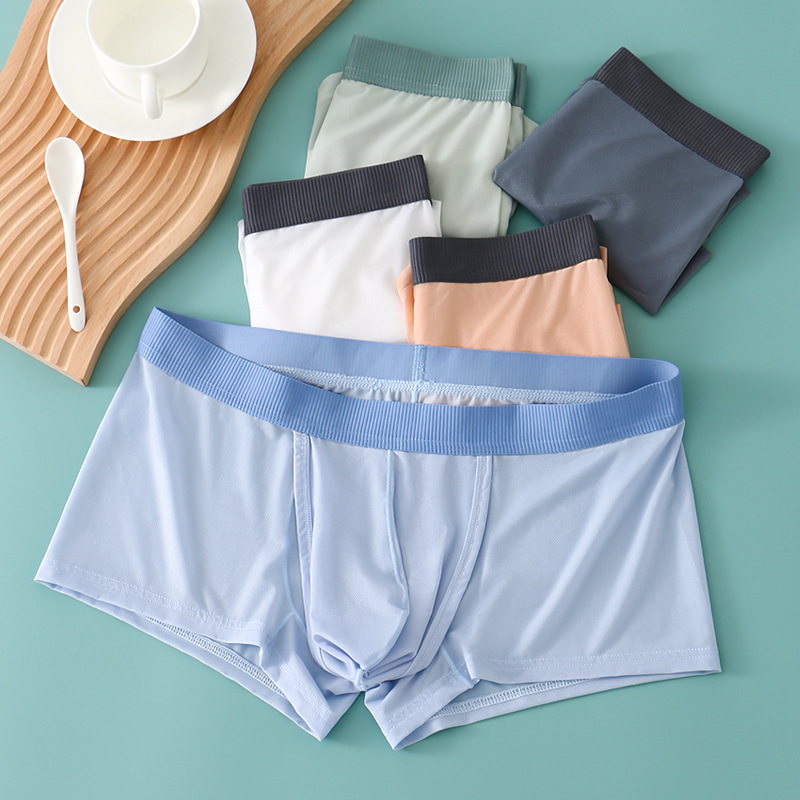 Summer ice silk light mask underwear men's space warehouse separation solid color mesh breathable boys underwear wholesale Zhongshan
