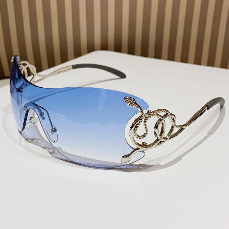 Y2g hot girl style purple pink Cobra integrated large frame sunglasses design sweet and spicy face-looking small street shot sunglasses