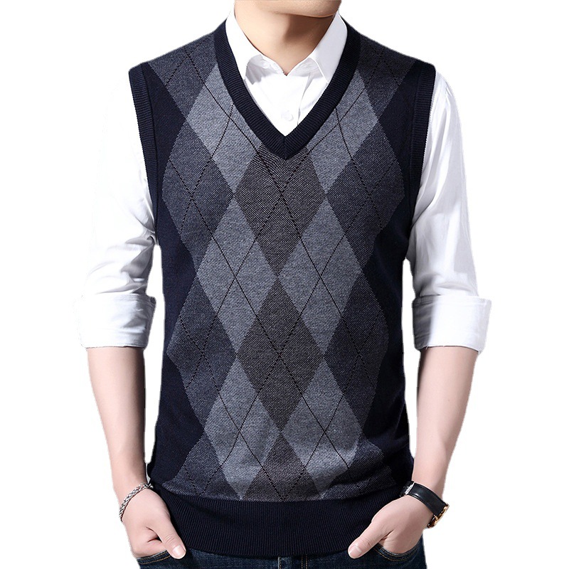 2023 autumn and winter new men's vest casual v-neck bottoming sleeveless knitted vest one-piece delivery I1810