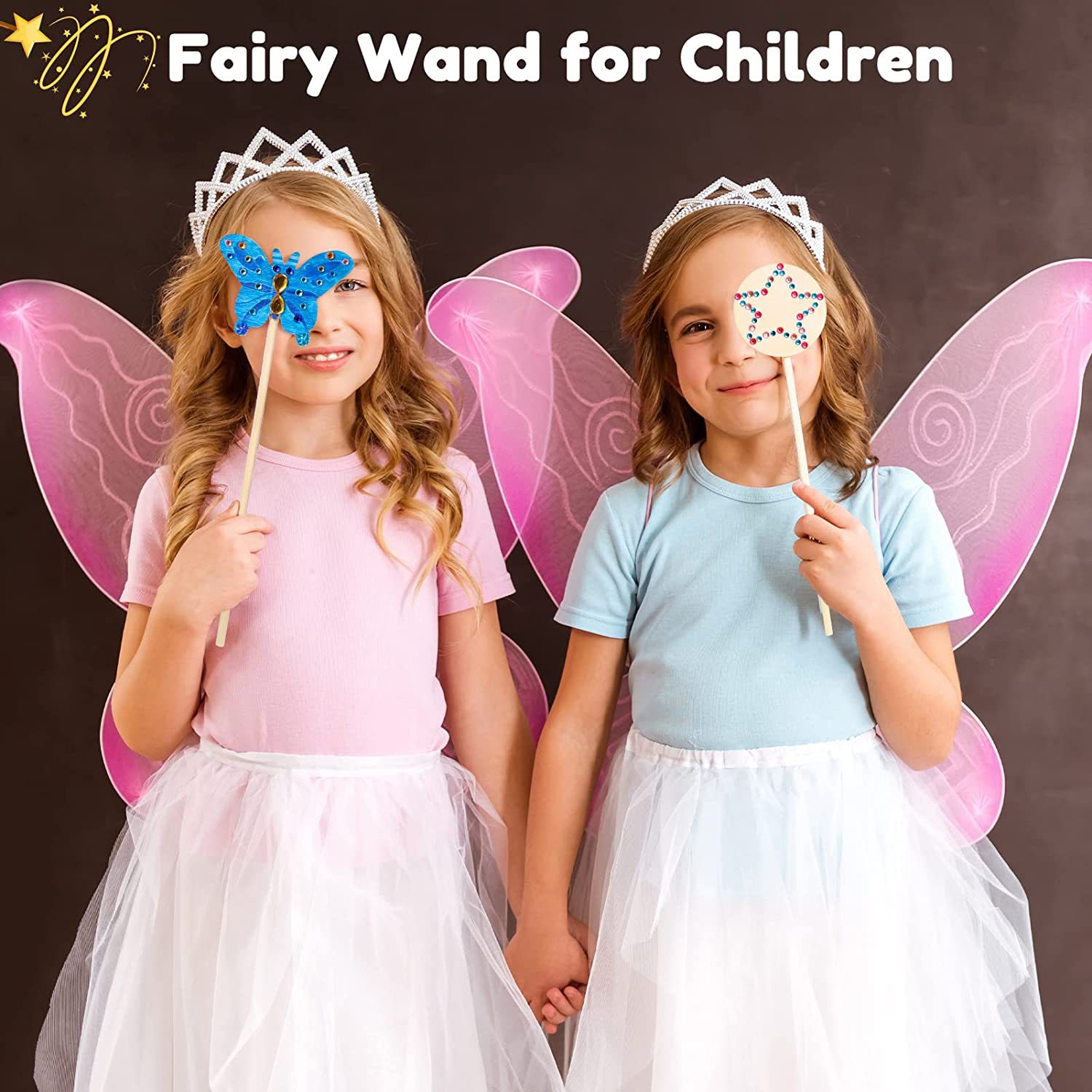 Children's handmade woodwork DIY fairy wand magic wand Christmas princess wand puzzle hand drawing wood chips