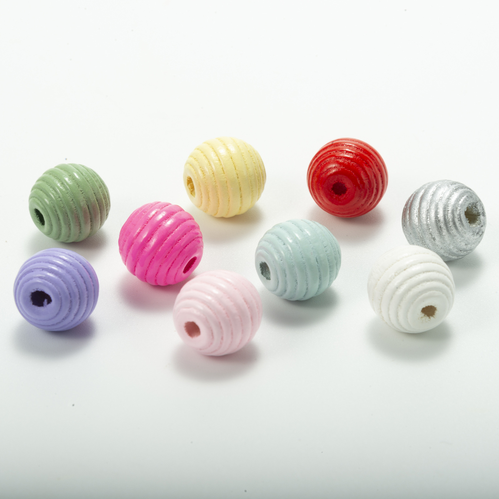 DJ Source Factory 15MM Thread Beads Color Wooden Beads Round Beads Lanyu Hemp Rope Tassel Wooden Beads String DIY Accessories