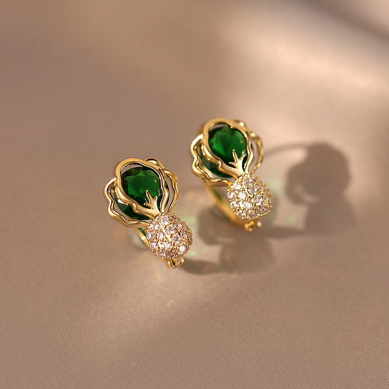 Cabbage Earrings Female Minority Design Sense High-end Ear Studs Graceful Versatile Ear Clip Light Luxury 2023 New Trendy Ear Jewelry 