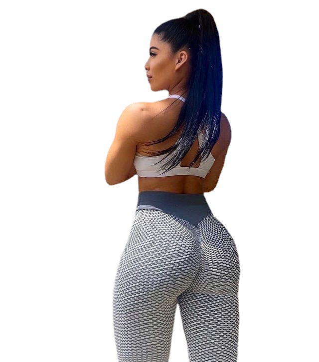 Cross-border women's clothing Amazon popular 2021 European and American jacquard high waist Peach Hip slim yoga pants sports leggings