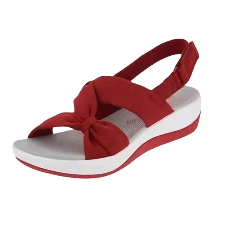 Foreign trade shoes cross-border 2024 Summer European and American wedge Velcro peep toe muffin Cross women's sandals in stock women's shoes