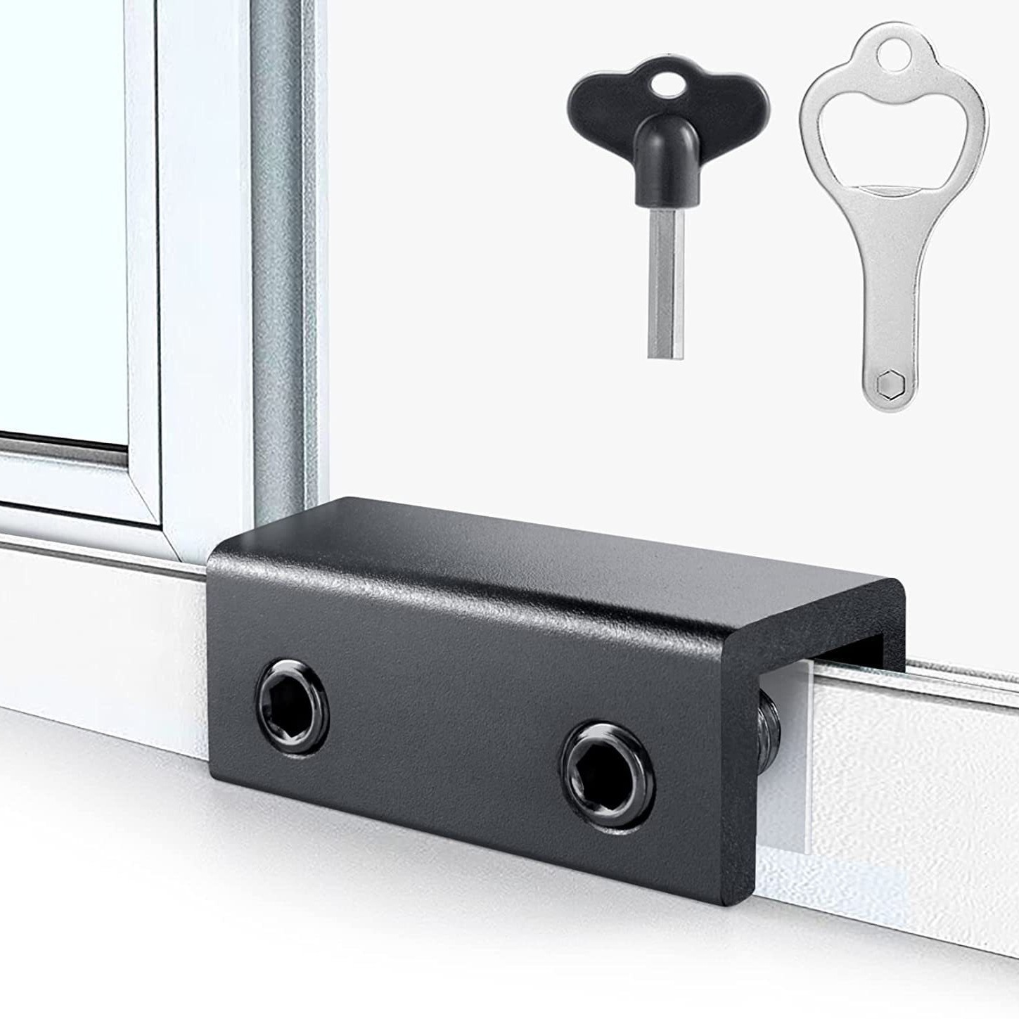 Window lock stopper aluminum alloy door and window lock clip child safety protection non-perforated stainless steel anti-theft chain