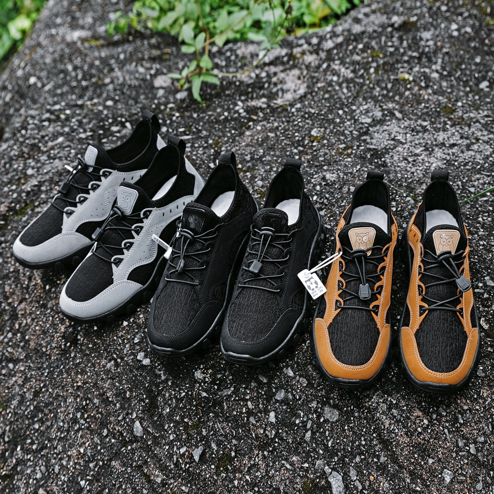 Low-top Hiking Shoes Men's 2023 Leather Comfortable Non-slip Wear-resistant Hiking Hiking Shoes Lightweight Naked Shoes Breathable Hiking Shoes