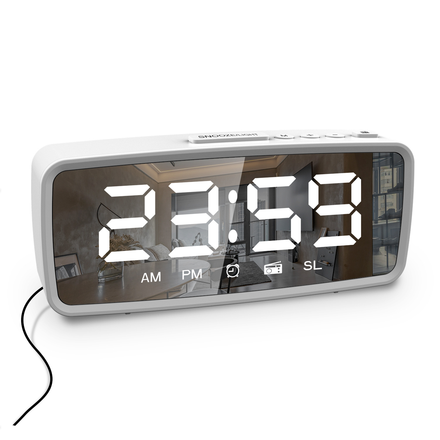 2021 New LED electronic Alarm Clock Radio Mirror clock creative desk clock