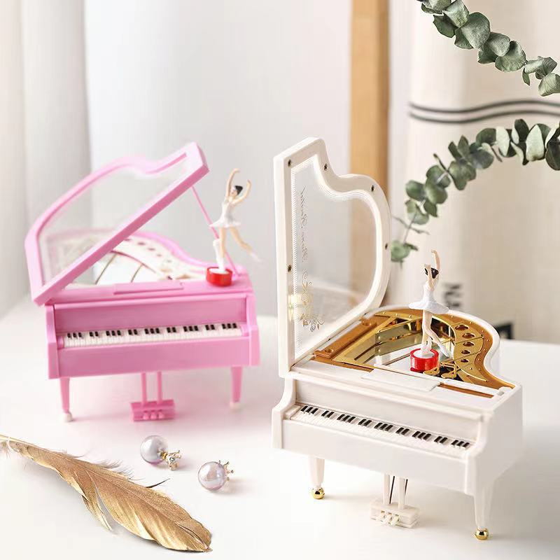 Handmade diy piano music box rotating ballet girl music box cake baking decoration gift