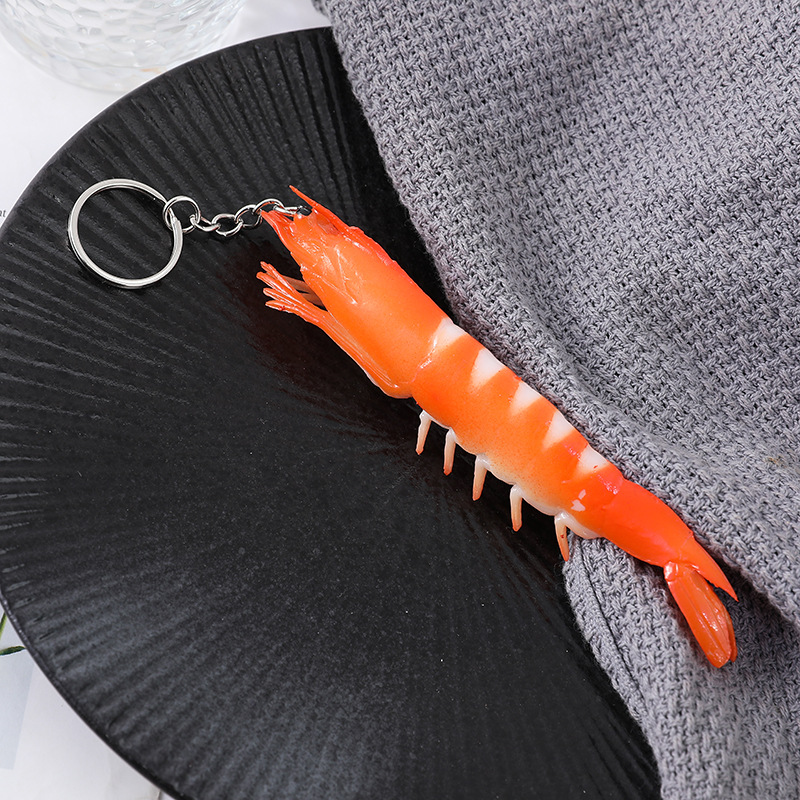 Simulation Shrimp Model PVC Sea Shrimp Keychain Red Shrimp Shrimp Shrimp Model Children's Play Toy