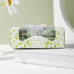 Factory Direct supply creative small pea pod seasoning jar ceramic bean shell tray cute gift box