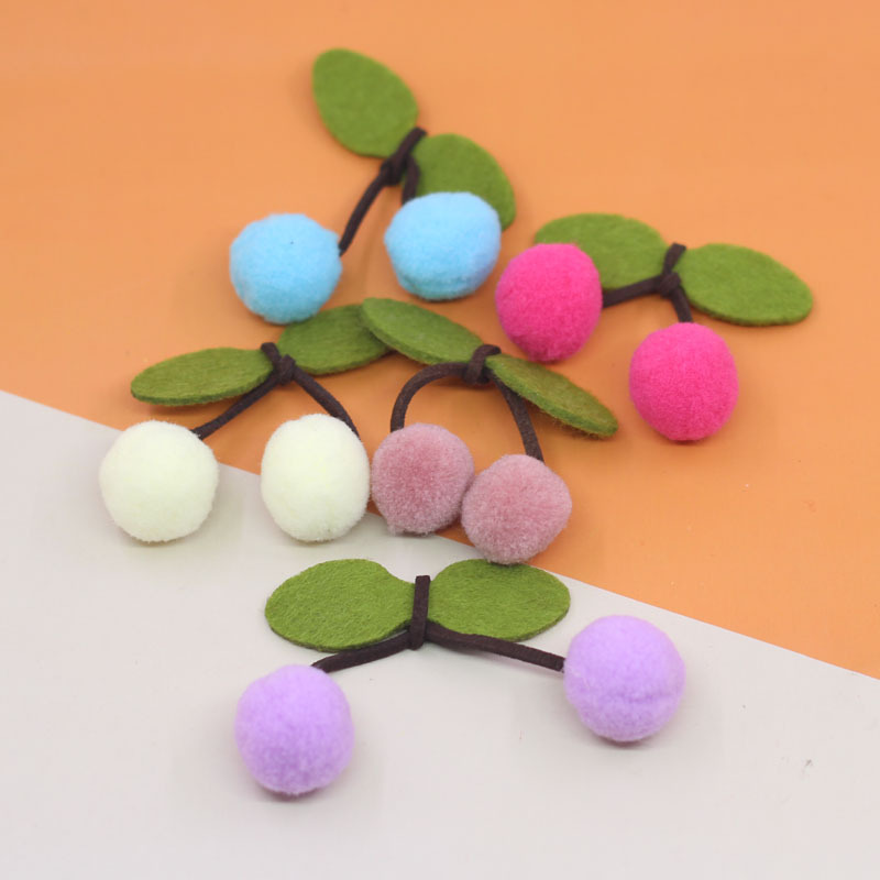 Children's fur ball cherry semi-finished handmade diy hair accessories material homemade hairpin head cartoon accessories