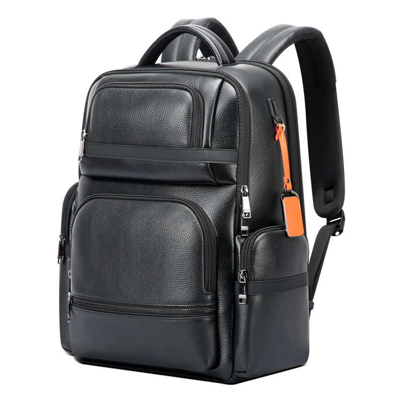 Cross-border Business Leather Men's Backpack Large Capacity Computer Bag Multi-functional Backpack Gift Bag Brand