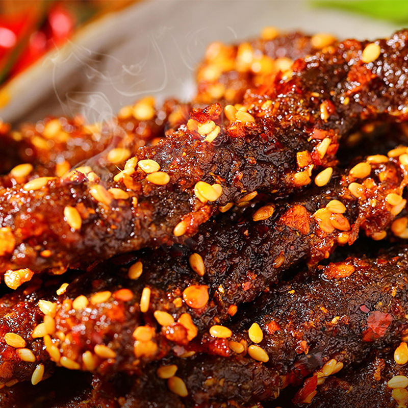 Herbal spicy beef 60g box gauge 85 packaging cooked food instant snack spicy snack snack wholesale
