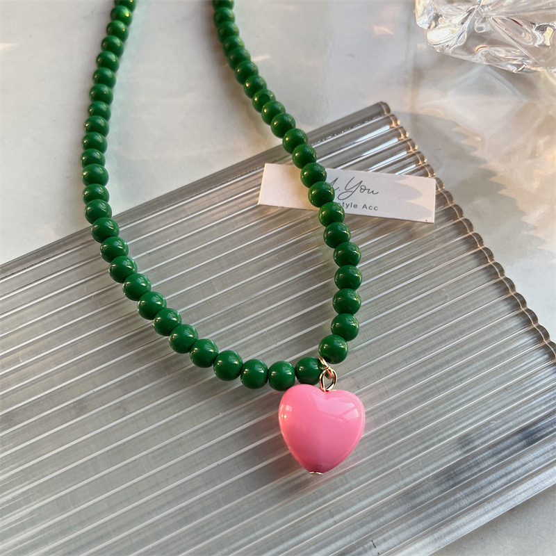 Korean Internet Celebrity Blogger with Fashion Color Beaded Necklace Women's Love Candy-colored Hyun-a Clavicle Chain All-match Trendy