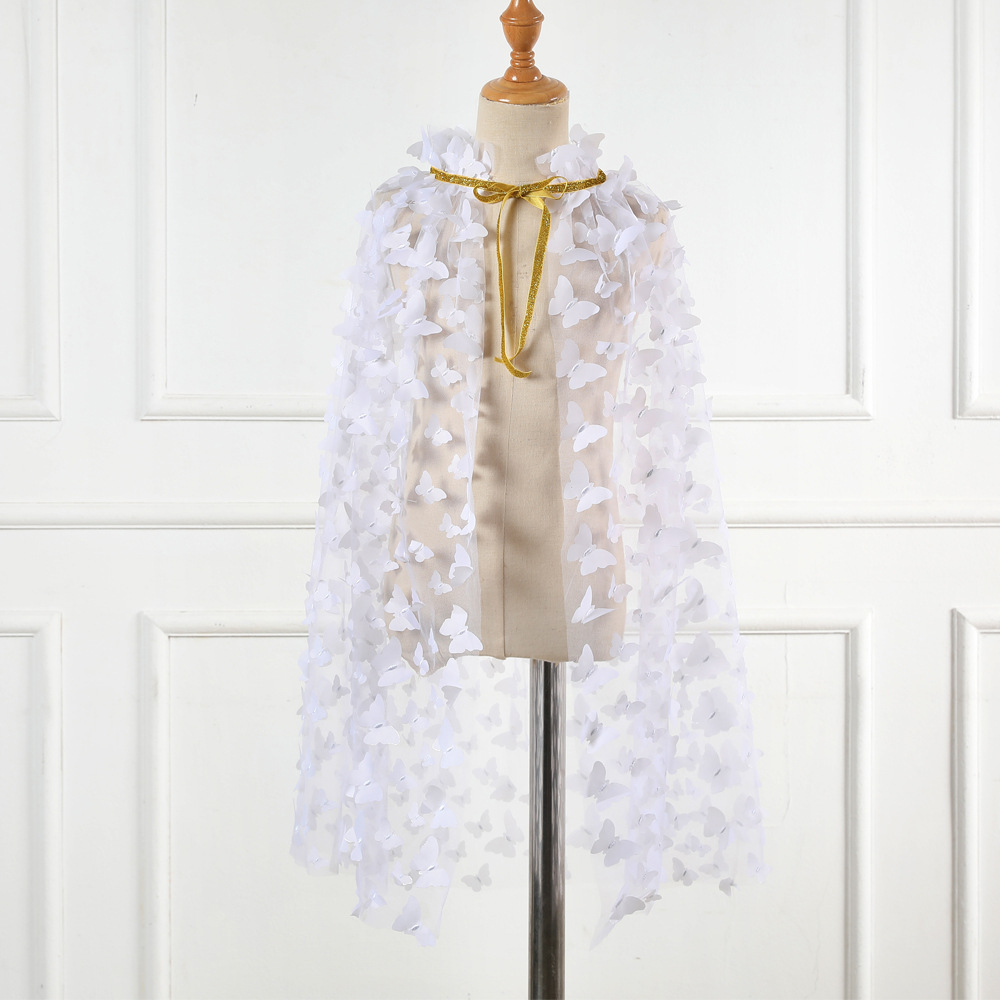 New Rainbow Sunflower Children's Cloak Thin Out Lace-up Embroidered Cloak Children's Mesh Princess Shawl