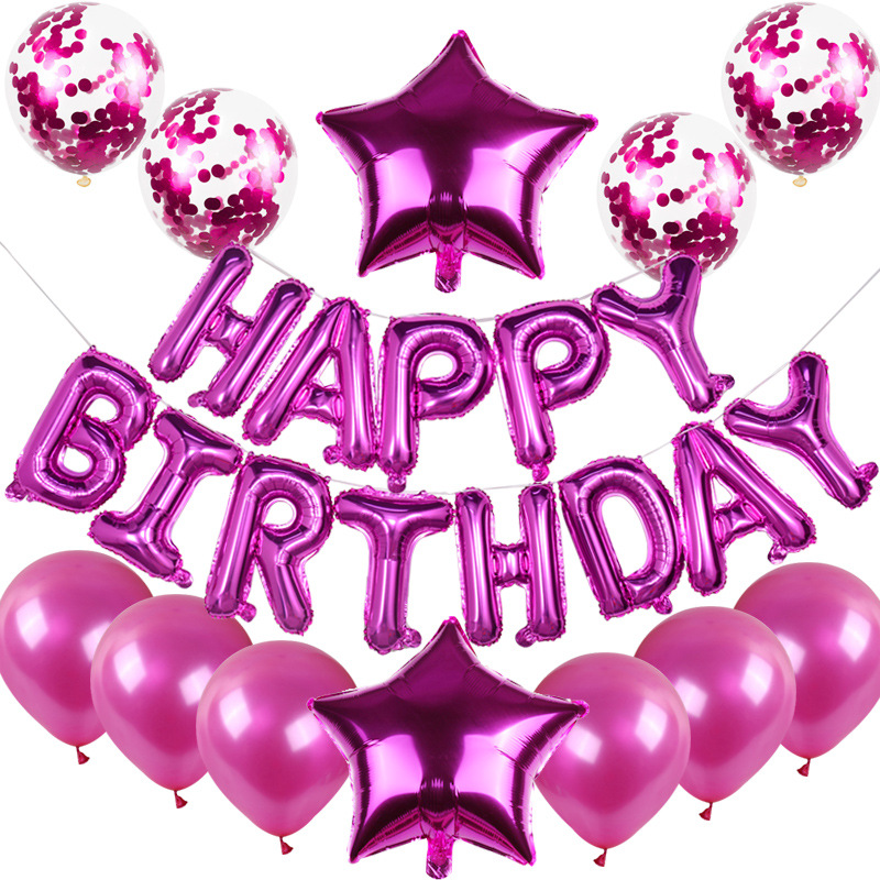 Happy Birthday Balloon Set Latex Sequins Balloon Party Decoration Aluminum Letters Birthday Decoration Atmosphere Layout