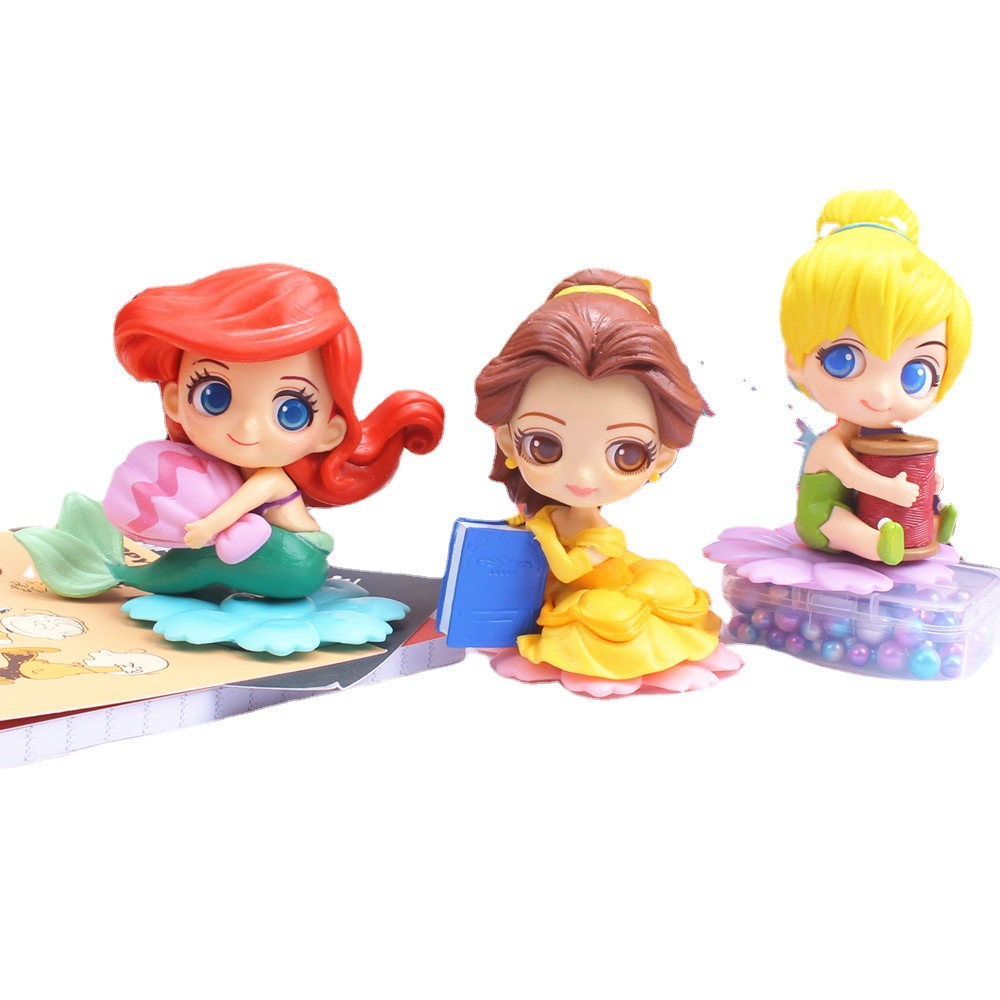 Q version flower base cute petals Princess Snow White Mermaid Alice Cinderella doll cake decoration ornaments