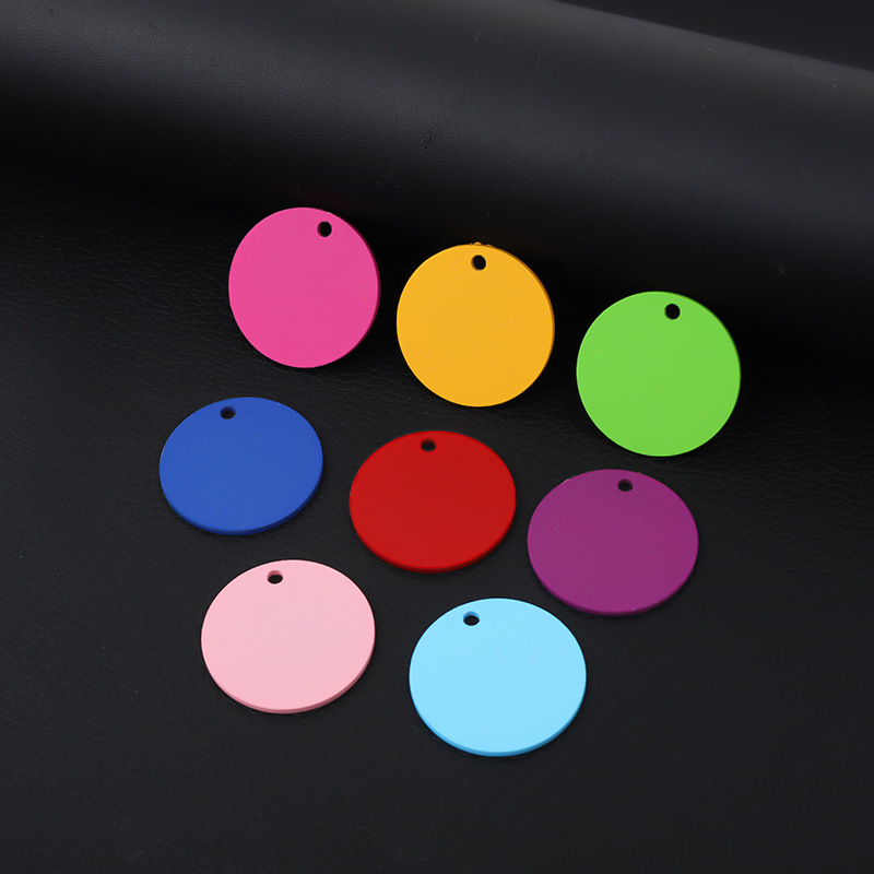 Cross-border stainless steel tag spray color paint pet dog tag military tag color DIY accessories candy color accessories Macaron