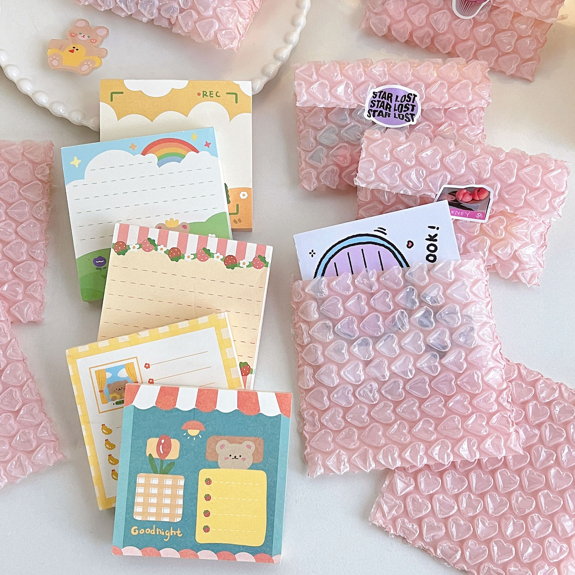 Pink Love Bubble Bag Bubble Film Bubble Envelope Small Card Card Set Gift Packaging Bag Shockproof Waterproof Gu Card