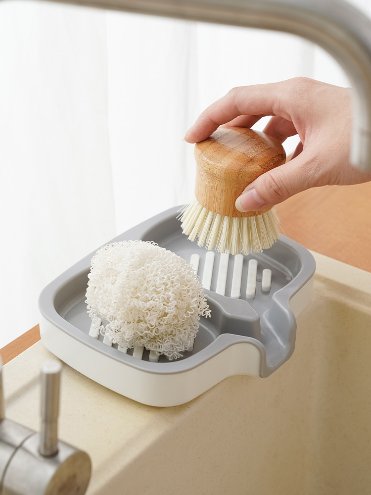 Draining double-layer soap box with spout bathroom laundry soap storage box bathroom wall-mounted draining soap storage rack