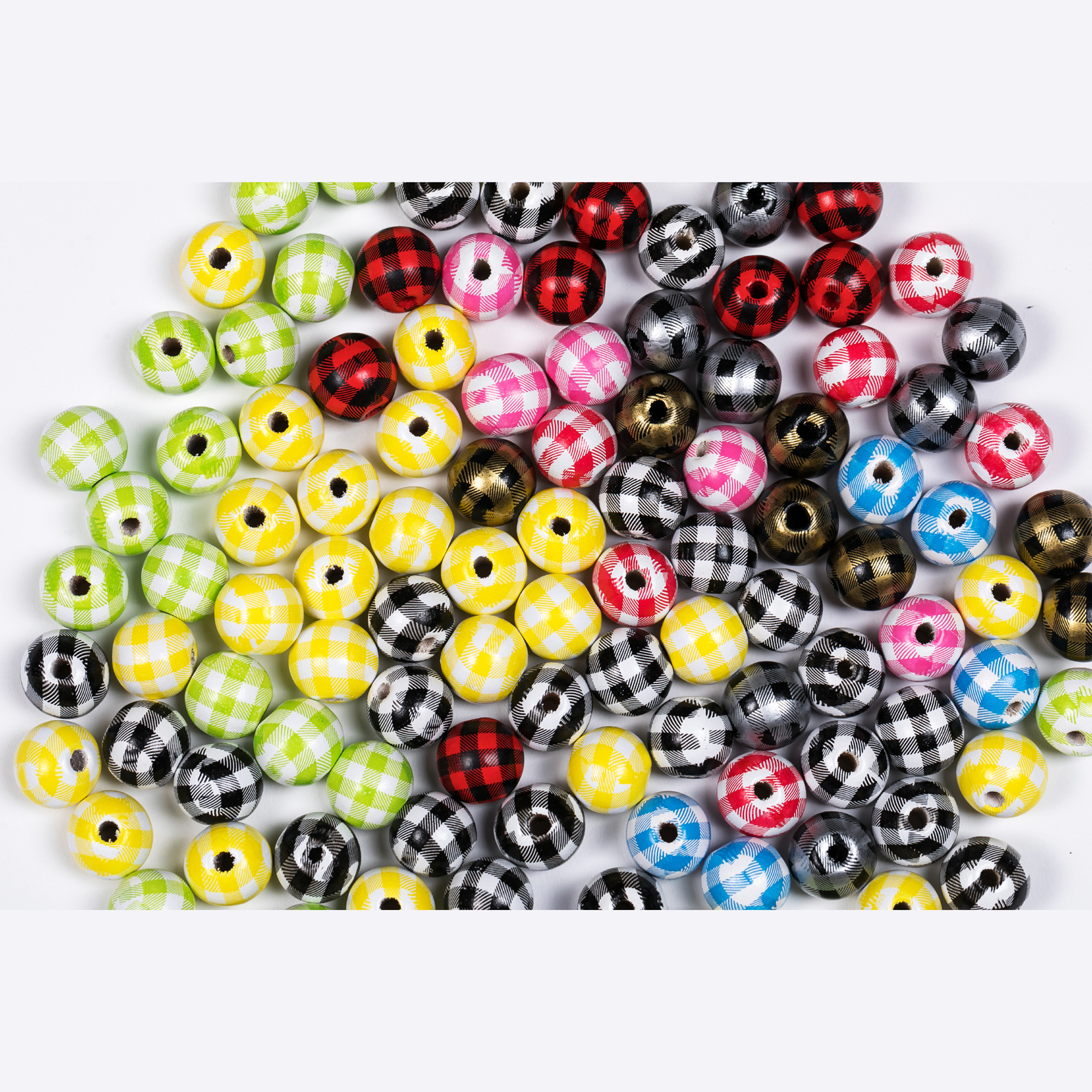 Spot 16mm color wooden beads Amazon children's beads lattice wooden beads loose beads wooden beads diy 2021.5 new product