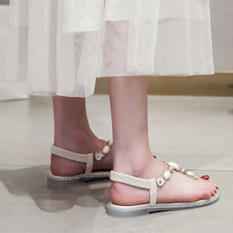 2024 New Cyber Celebrous Transparent Sandals Women's Summer Outer Wear Sandals and Slippers Women's Flat Roman Sandals Large Size Women's Shoes 43