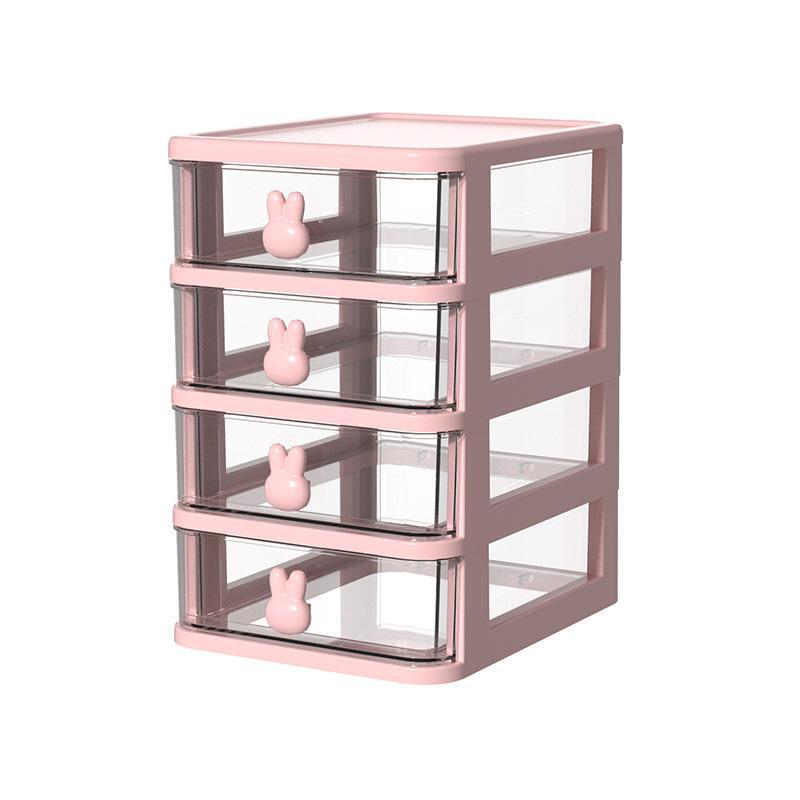 Cute Small Storage Box Desktop Drawer Cabinet Student Stationery Hand Account Artifact Transparent Office Desk Finishing Box