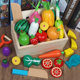 Wooden magnetic children's educational play house toy simulation fruit cutting game vegetable cutting music Wholesale