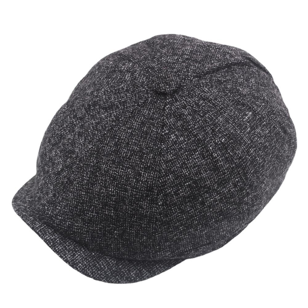 Autumn and Winter Fleece-lined Beret Men's Octagonal Cap Cotton Warm Forward Cap British-style Adjustable Large Head Size Newsboy Cap