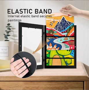 2023 cross-border new Kids Art Frames children Art photo frame wooden oil painting storage box A4