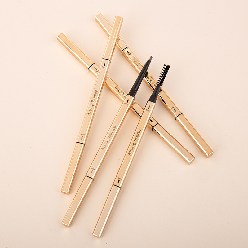 MK Small Gold Strip Double Head Eyebrow Pen Thin Triangle Head Very Fine Waterproof Sweat Persistent No Decolorization No Smoby Natural Fog Eyebrow