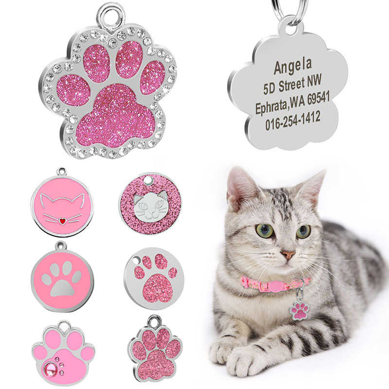 Manufacturers first-hand supply zinc alloy pet tag diamond large footprint collar anti-lost identification card