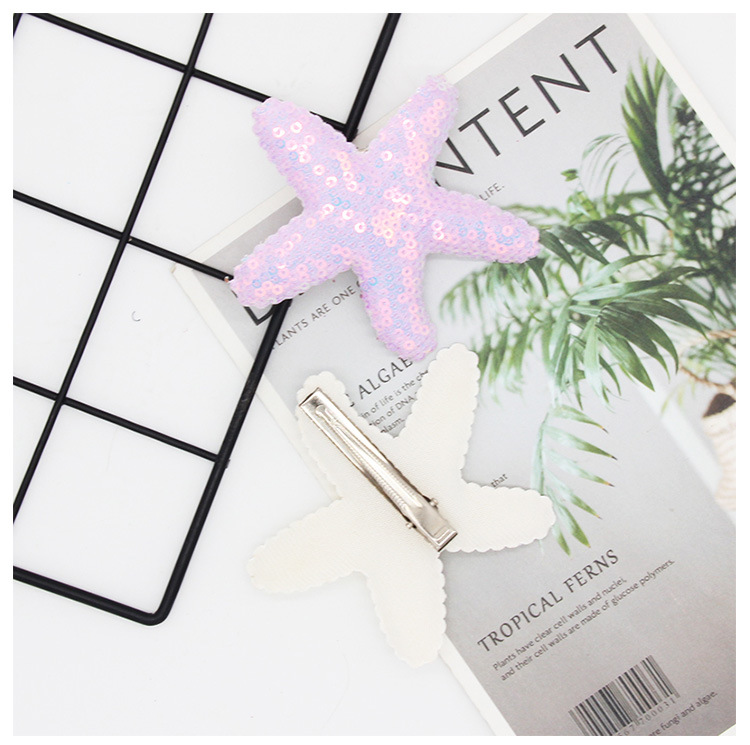 Heart Tian Cute Princess Starfish Hairpin Summer Children Rainbow Sequins Duckbill Clip Star Clip Jewelry Supply_voghion.com